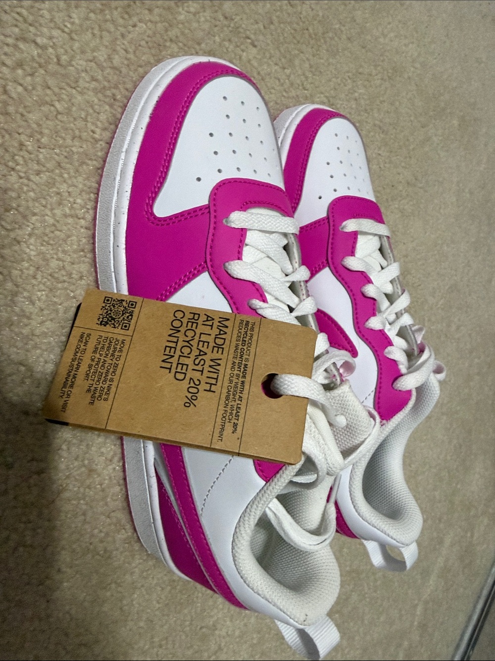 Nike White & Hot Pink Low-Top Sneakers